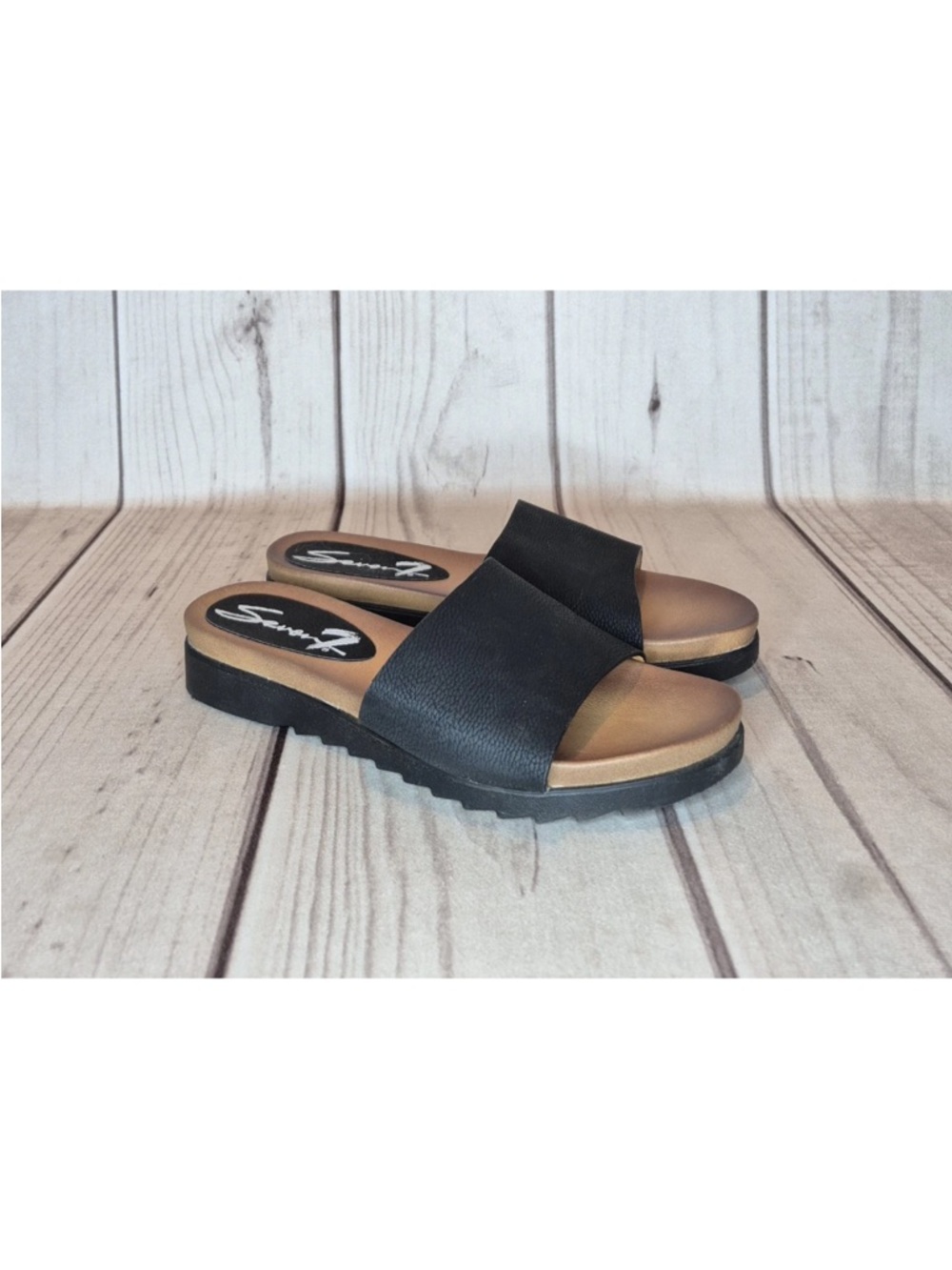 Seven7 Pearl Superflex Black SlipOn Fashion Slide Sandals #1053 Womens Size 11